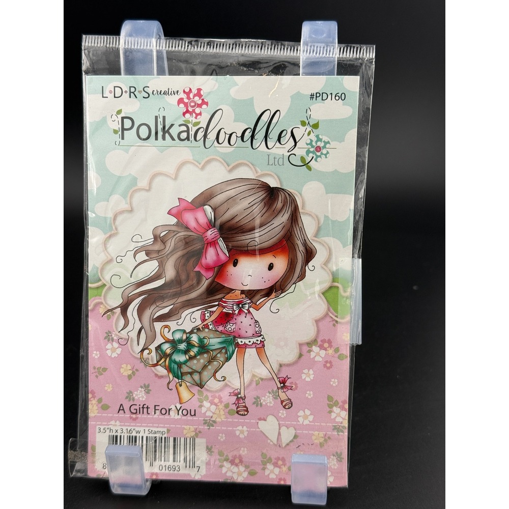 LDRS Creative Polkadoodles A Gift For You Rubber Stamp PD160 Nikki Hall Girl